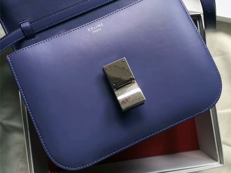 Celine Medium Classic Bag In Box Calfskin Blue 2