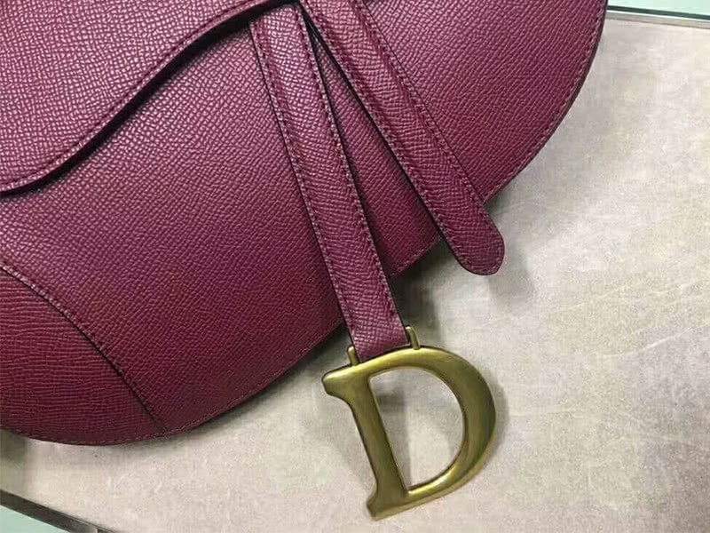 Dior Mini Saddle Calfskin Bag Gold Hardware Burgundy m0447s1 7