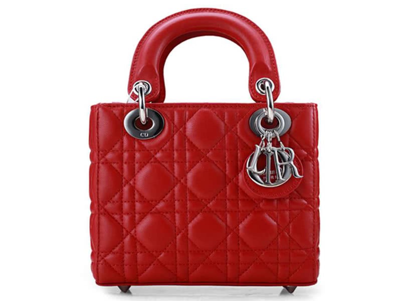 Dior Nano Leather Bag Silver Hardware Red 1