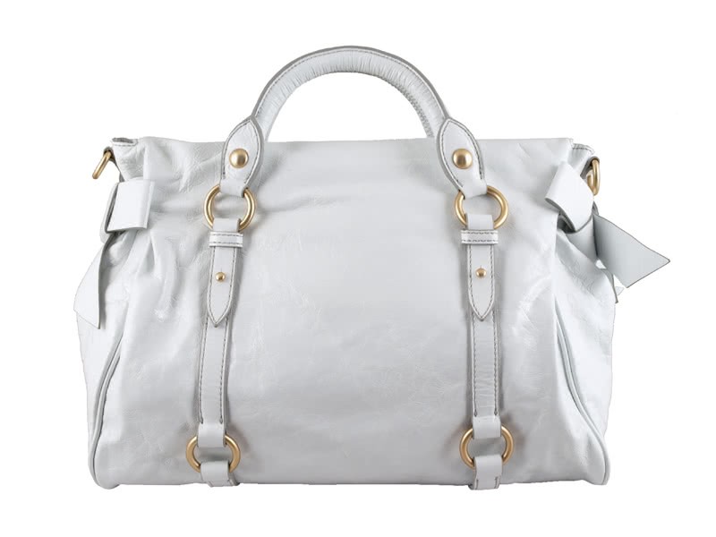 Miu Miu Nappa Leather Large Boston Bag White 4