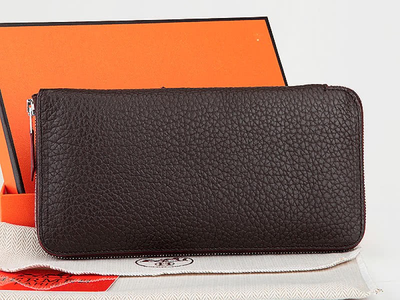 Hermes Zipper Wallet Original Leather Choco 2