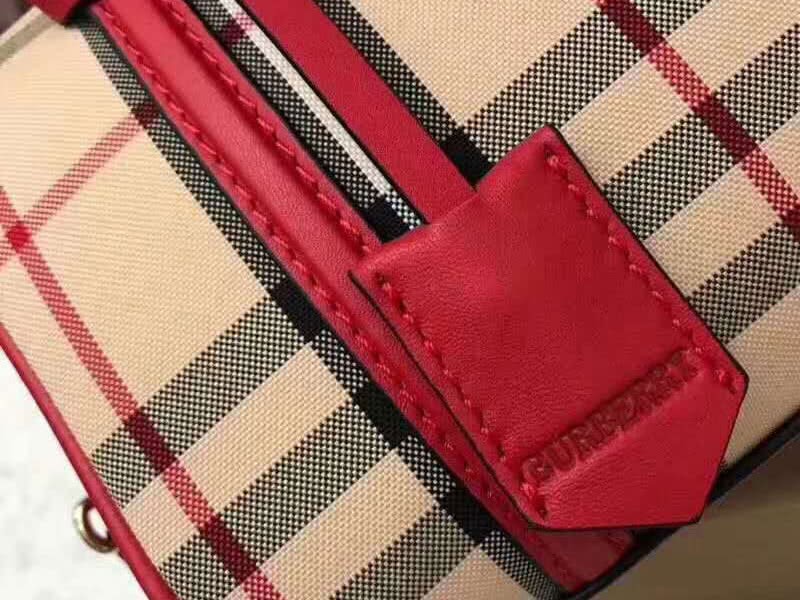 Burberry Boston Bag In Vintage Check And Leather Red 4