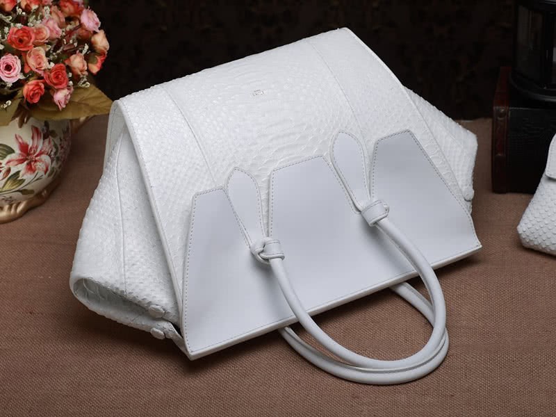Celine Tie Nano Top Handle Bag Leather White Python 10