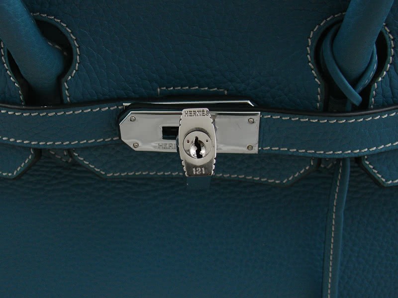 Hermes Birkin 25 Togo Leather Blue 7