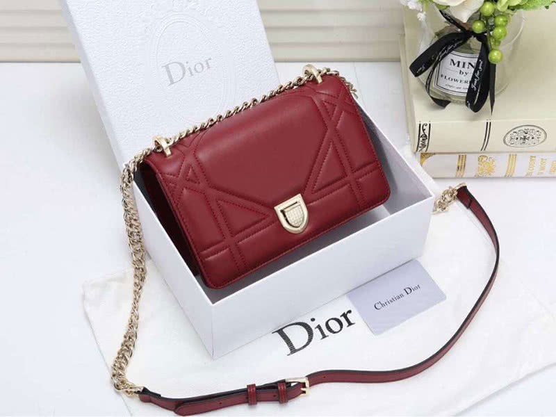 Dior Small Diorama Lambskin Bag Burgundy d05261 2