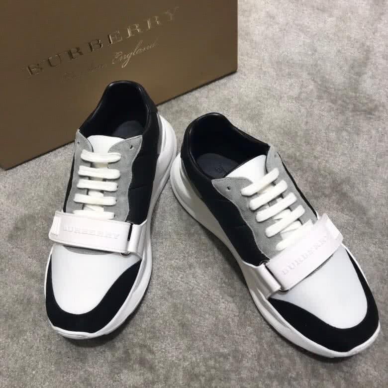 Burberry Fashion Comfortable Sneakers Cowhide White Grey Men 3