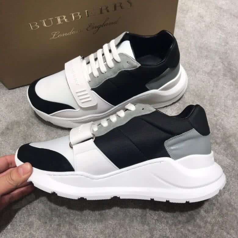 Burberry Fashion Comfortable Sneakers Cowhide White Grey Men 7