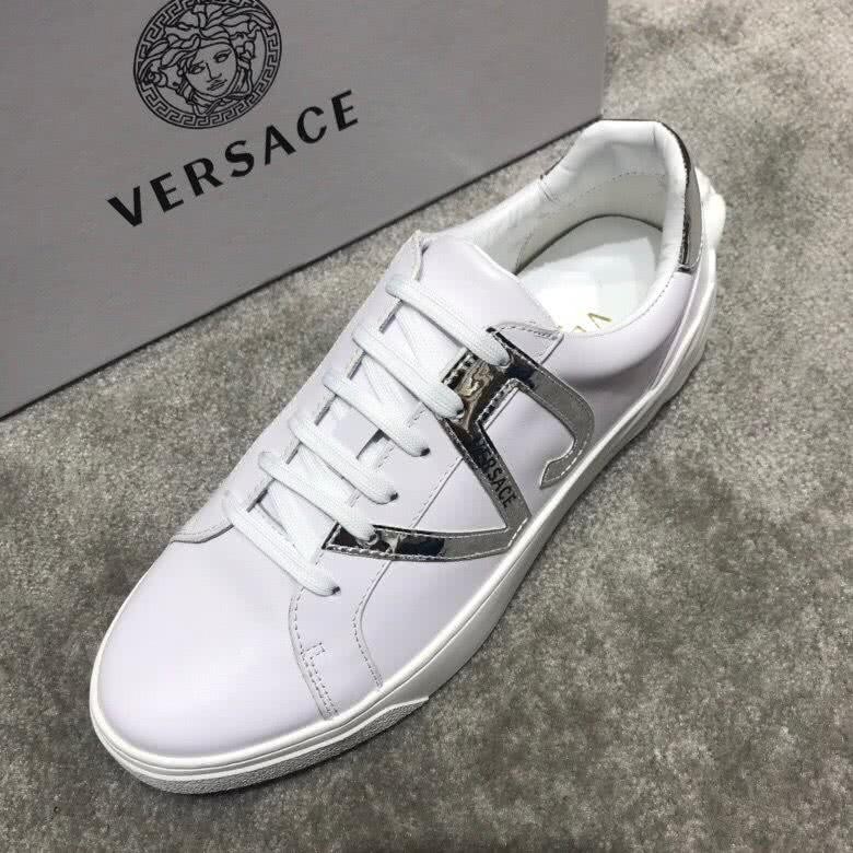 Versace Top Quality Cowhide Casual Shoes White Men 4