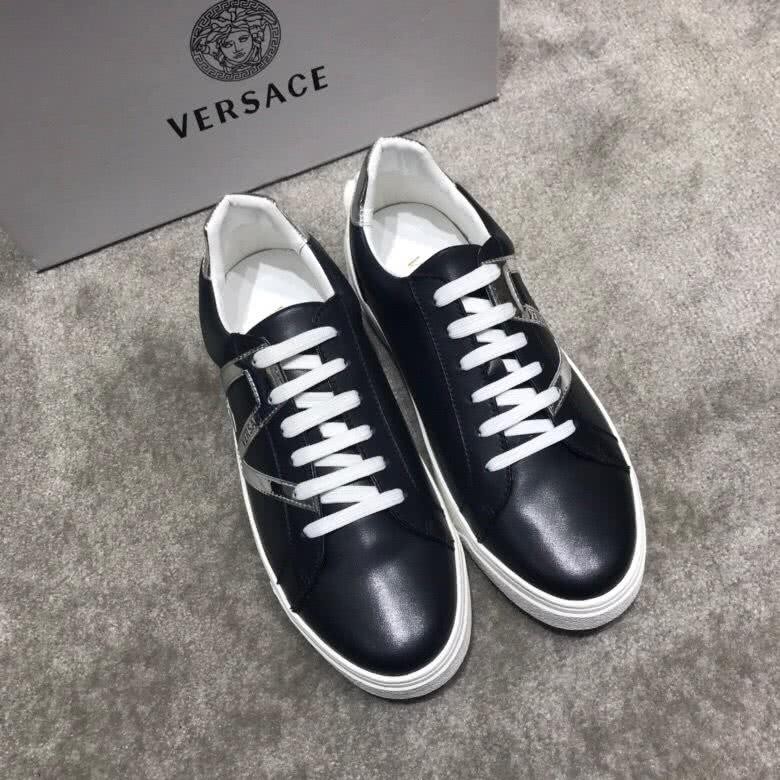 Versace Top Quality Cowhide Casual Shoes White And Black Men 3