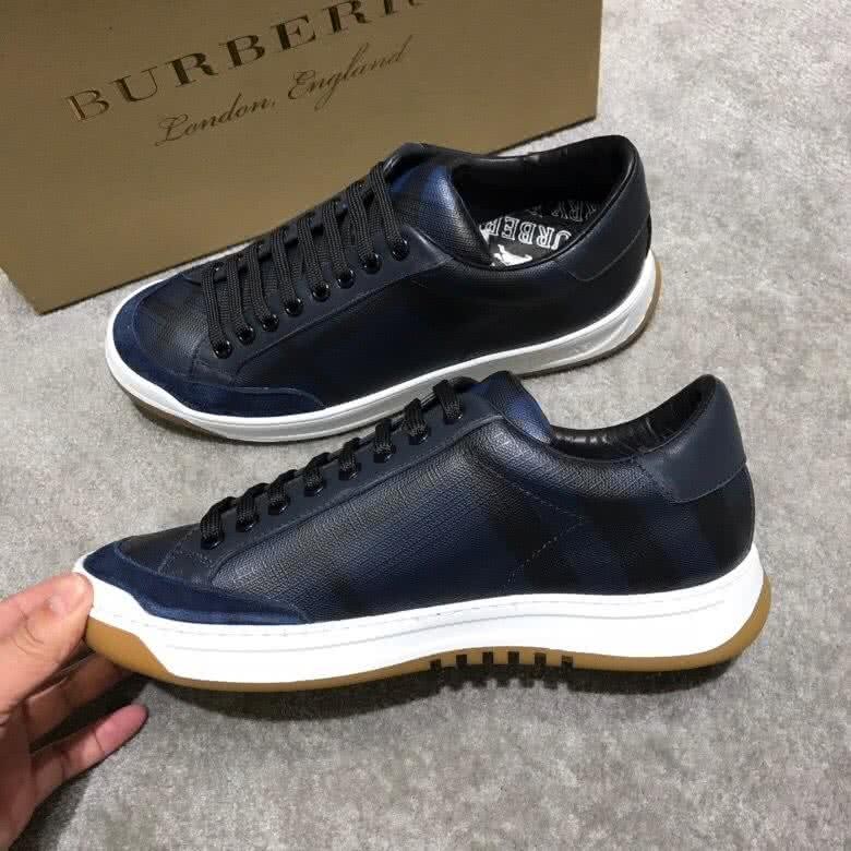Burberry Fashion Comfortable Sneakers Cowhide Black Blue Men 7