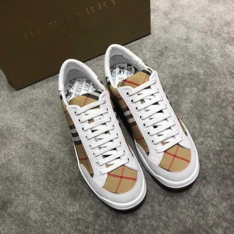 Burberry Fashion Comfortable Sneakers Cowhide Yellow And White Men 2