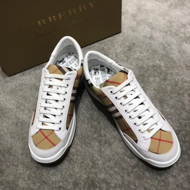 Burberry Fashion Comfortable Sneakers Cowhide Yellow And White Men 3