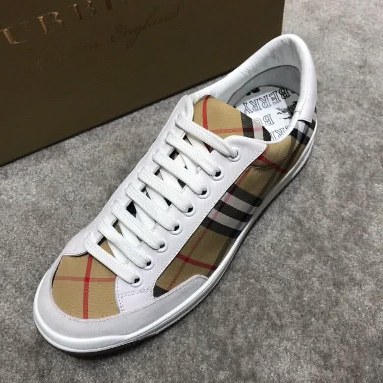 Burberry Fashion Comfortable Sneakers Cowhide Yellow And White Men 4