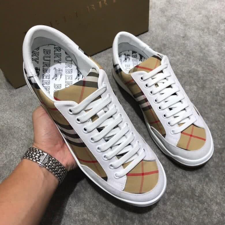 Burberry Fashion Comfortable Sneakers Cowhide Yellow And White Men 5