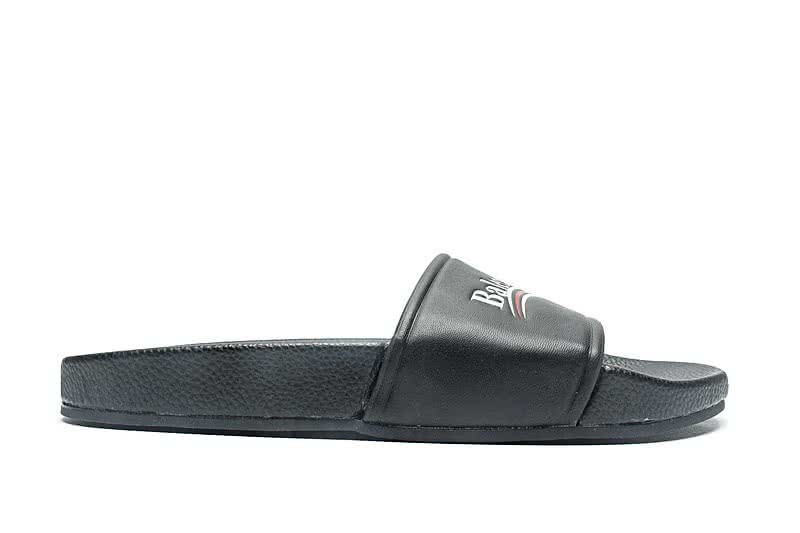 Balenciaga Logo flat pool Slide Sandals Black 4