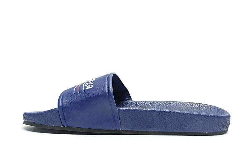 Balenciaga Logo flat pool Slide Sandals Blue 4
