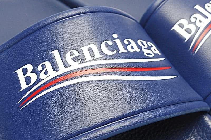 Balenciaga Logo flat pool Slide Sandals Blue 8