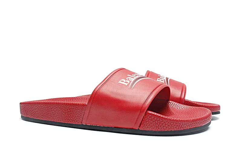 Balenciaga Logo flat pool Slide Sandals Red 3