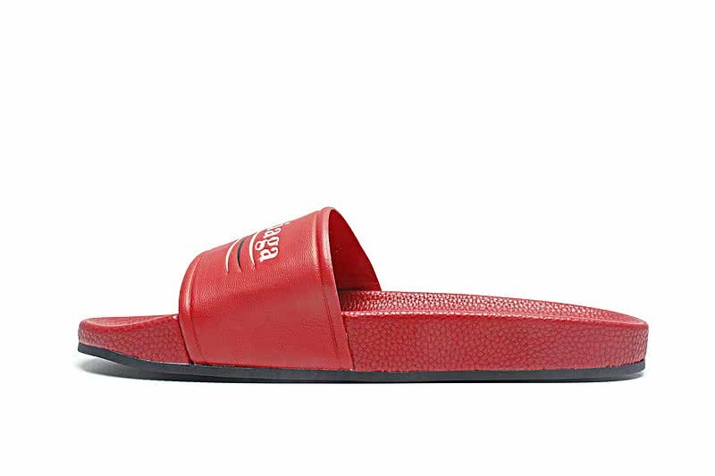 Balenciaga Logo flat pool Slide Sandals Red 5