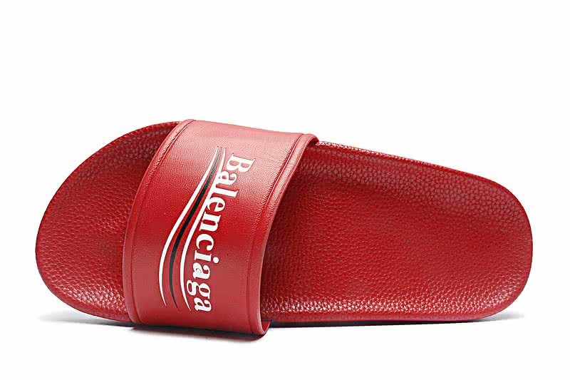 Balenciaga Logo flat pool Slide Sandals Red 2