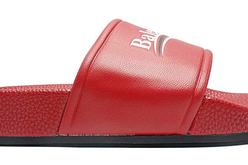 Balenciaga Logo flat pool Slide Sandals Red 7