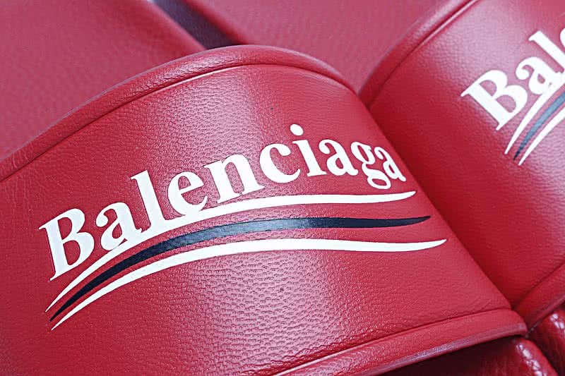 Balenciaga Logo flat pool Slide Sandals Red 8
