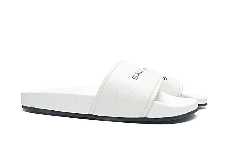 Balenciaga Logo flat pool Slide Sandals White 3