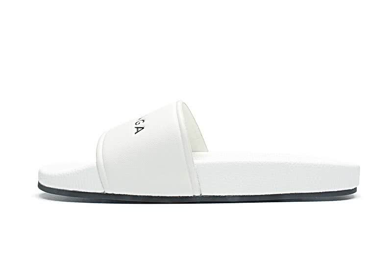 Balenciaga Logo flat pool Slide Sandals White 5