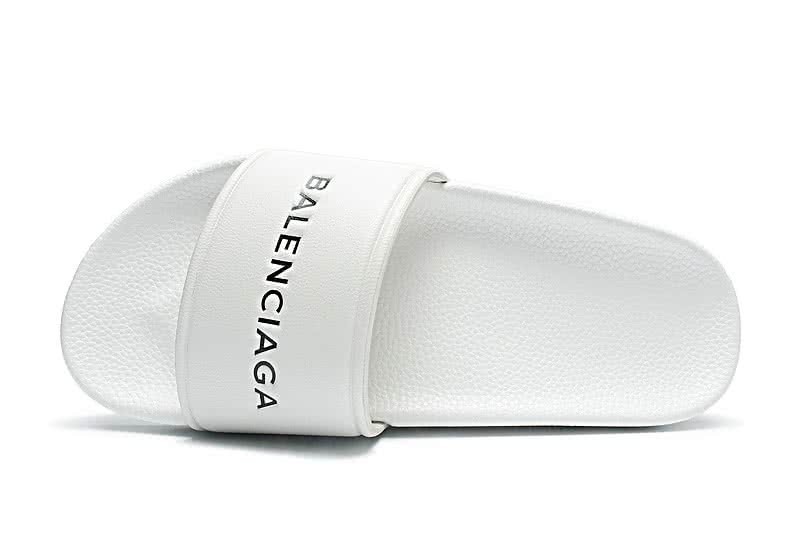 Balenciaga Logo flat pool Slide Sandals White 2