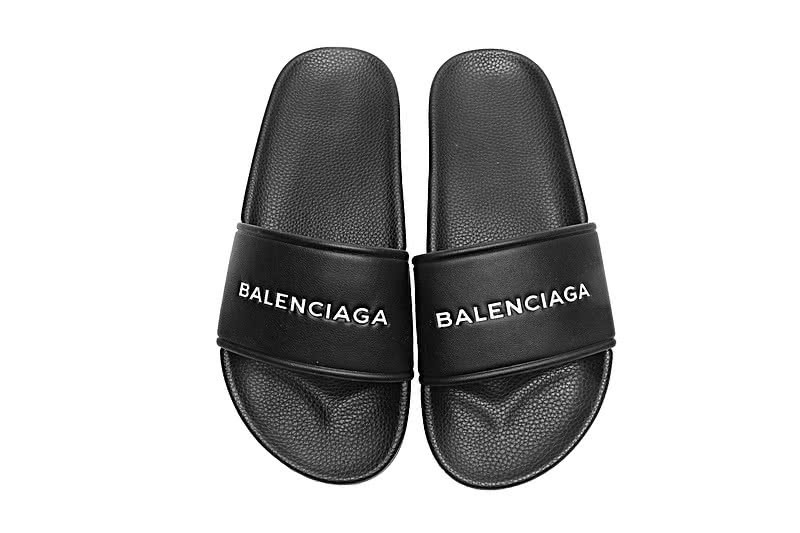 Balenciaga Logo flat pool Slide Sandals All Black 1