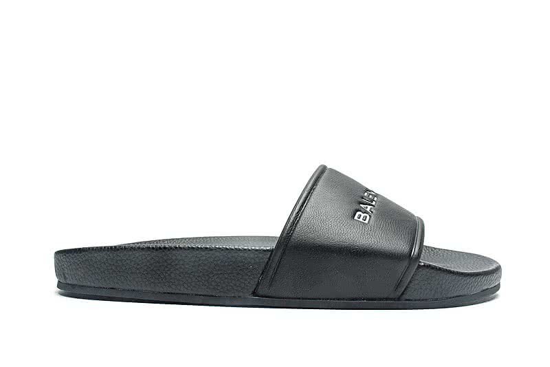 Balenciaga Logo flat pool Slide Sandals All Black 5