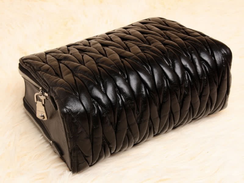 Miu Miu Glazed Matelasse Leather Mini Shoulder Bag Black 4