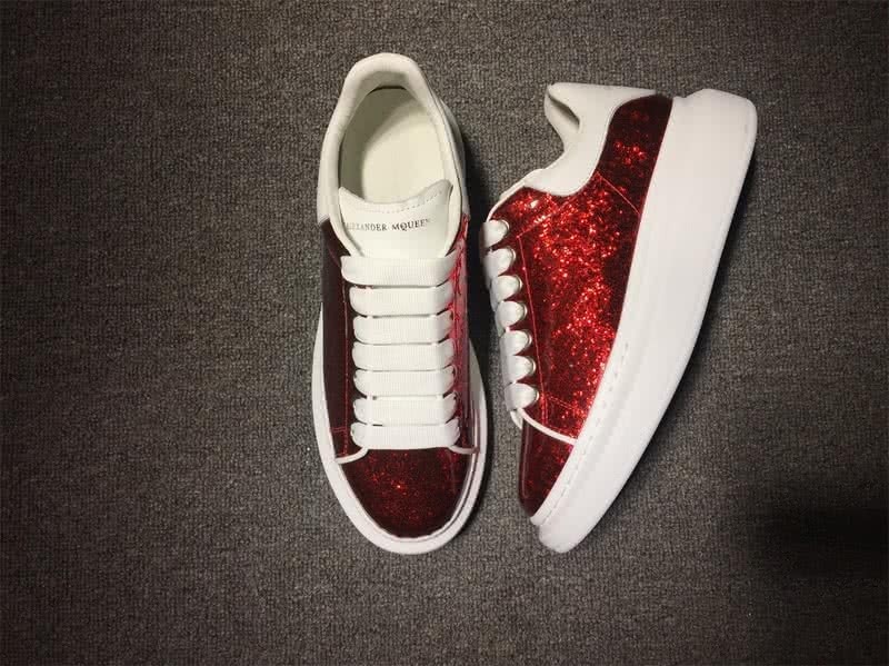 Alexander McQueen Red and White shoelace Men And Women 2
