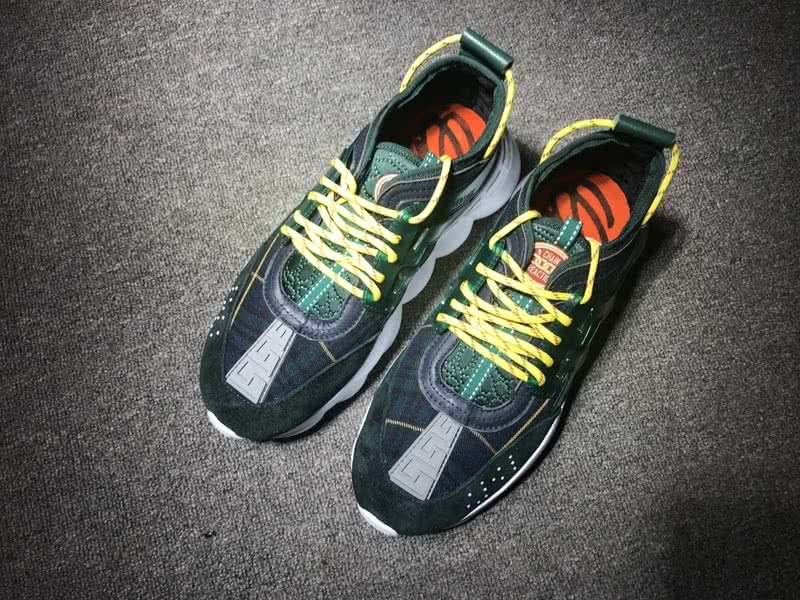 Versace Men Dark Green With Yellow  Shoelace Leisure Shoes 1