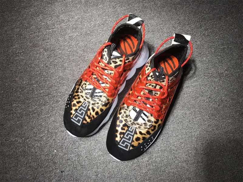 Versace Men Leopard And Orange Shoelace Leisure Sports Shoes 1