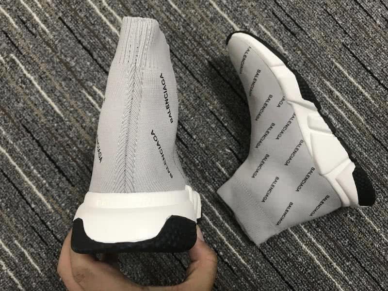 Balenciaga Speed Sock Boots Grey White with Logo 7