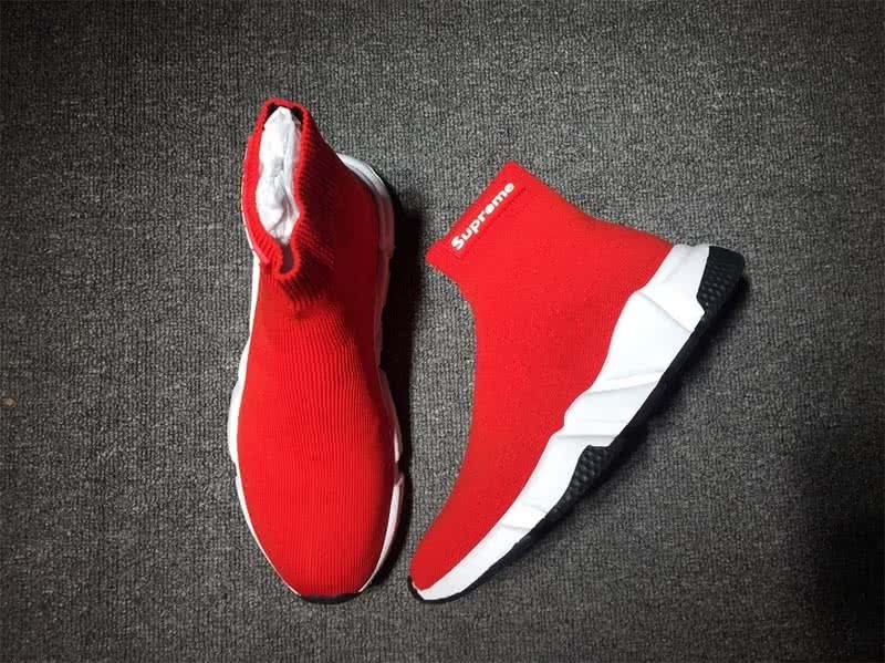 Supreme and Balenciaga Speed Sock Boots Red 1