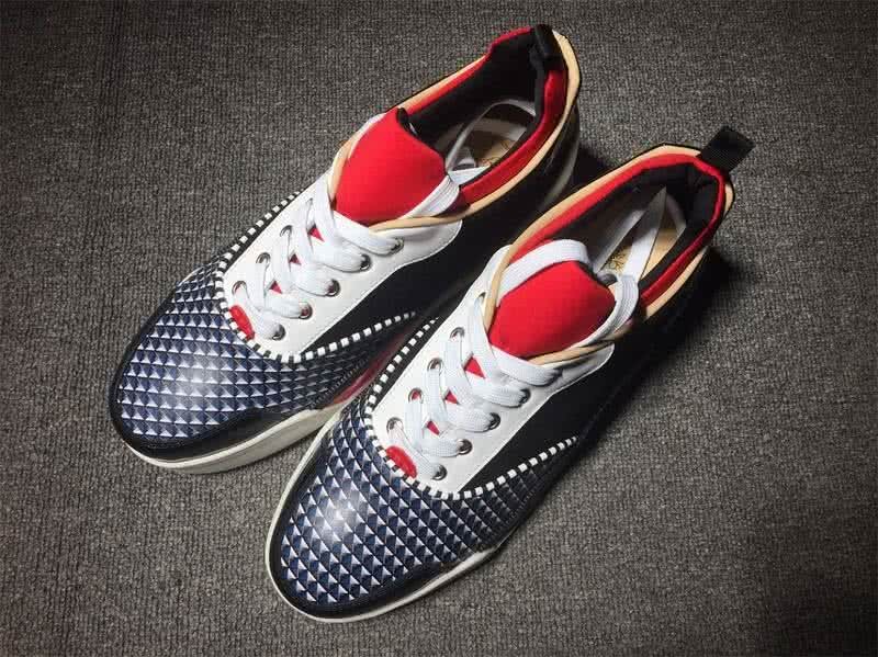Christian Louboutin Low Top Men's Blue Rhombus White Black And Red 1