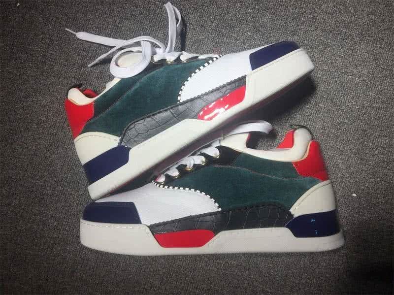 Christian Louboutin Low Top Men's White Green Black Red And Blue 9