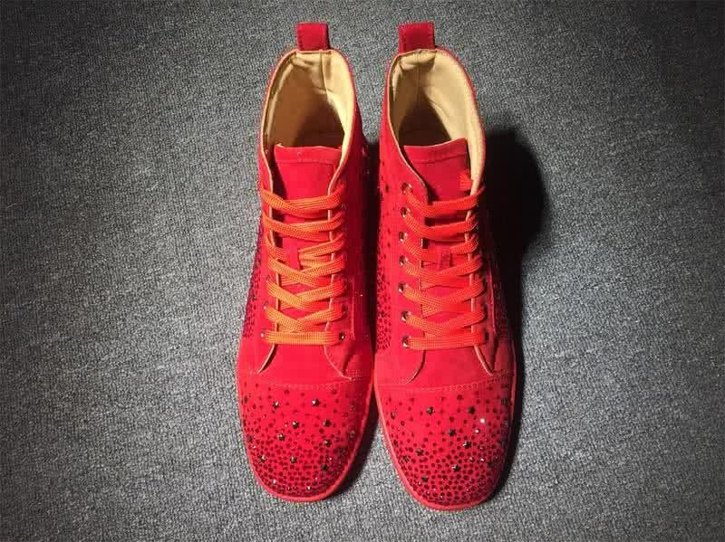 Christian Louboutin High Top Suede All Red Rhinestones Upper 3