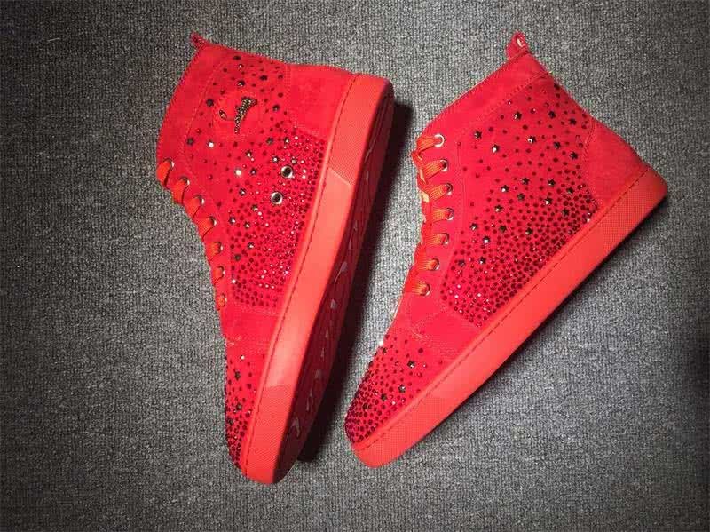 Christian Louboutin High Top Suede All Red Rhinestones Upper 4
