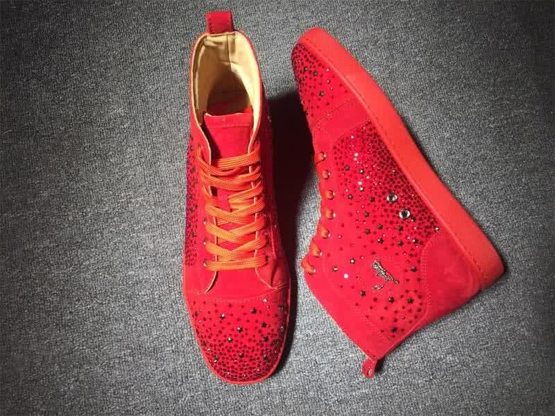 Christian Louboutin High Top Suede All Red Rhinestones Upper 6