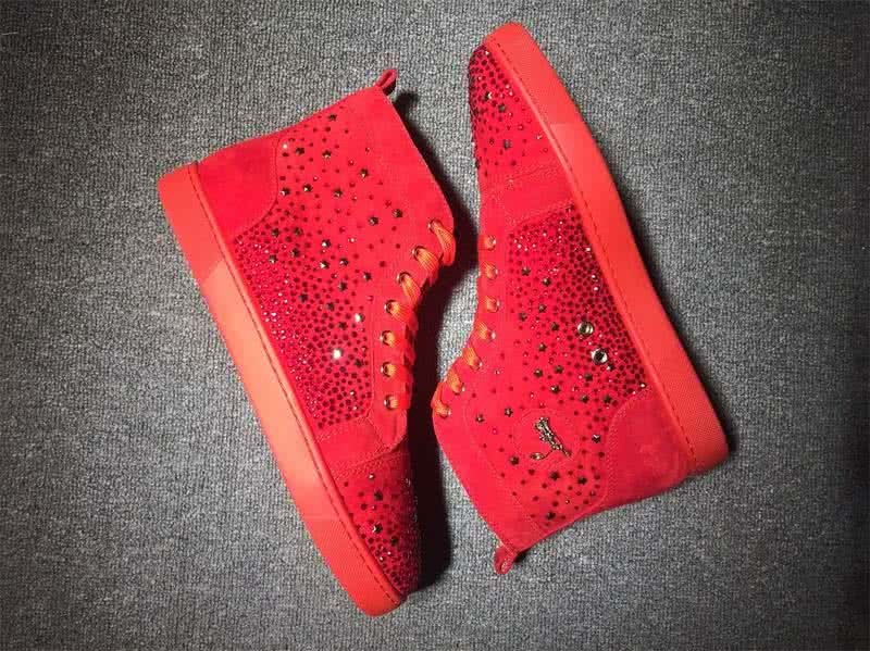Christian Louboutin High Top Suede All Red Rhinestones Upper 7