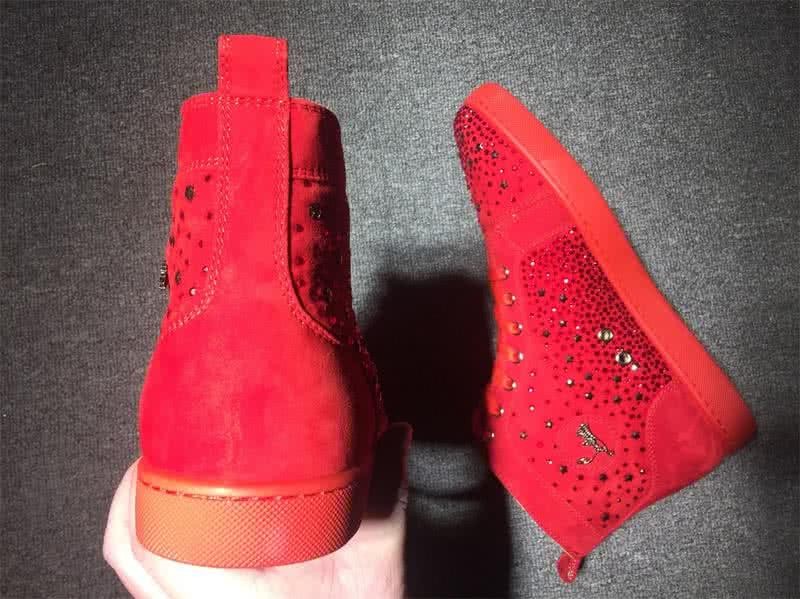Christian Louboutin High Top Suede All Red Rhinestones Upper 8