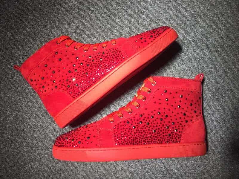 Christian Louboutin High Top Suede All Red Rhinestones Upper 9