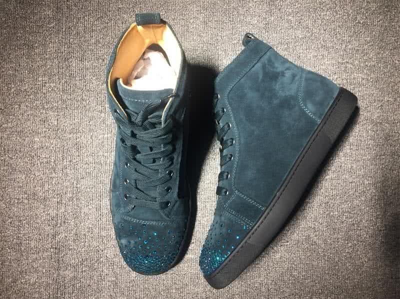 Christian Louboutin High Top Suede Emerald And Rhinestones On Toe Cap 3