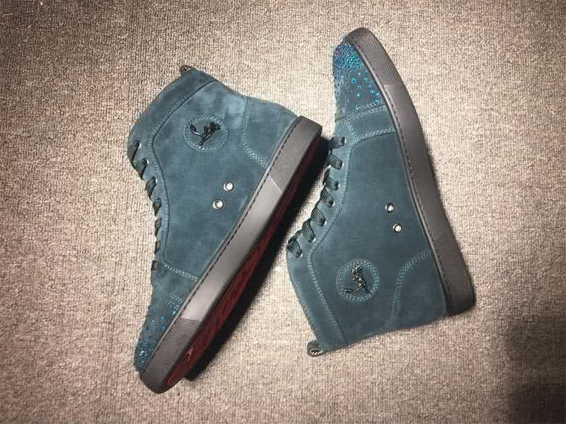Christian Louboutin High Top Suede Emerald And Rhinestones On Toe Cap 5