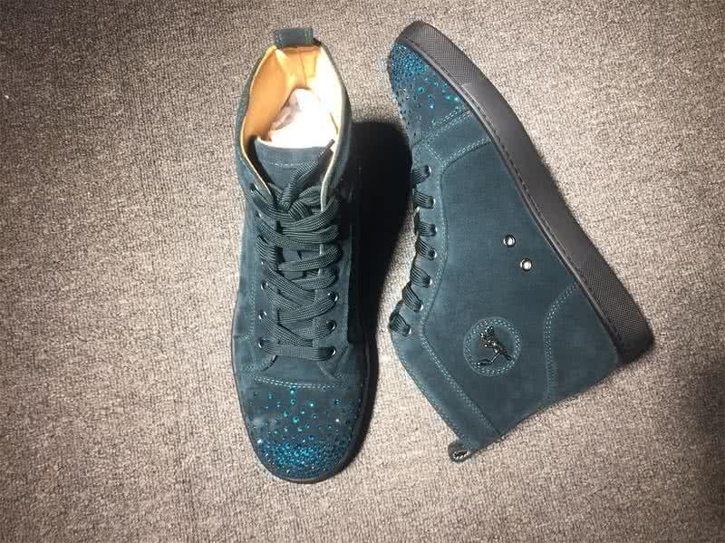 Christian Louboutin High Top Suede Emerald And Rhinestones On Toe Cap 6