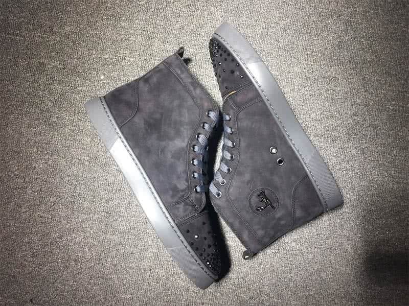 Christian Louboutin High Top Suede All Black And Rhinestones On Toe Cap 7