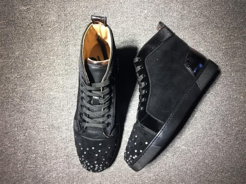 Christian Louboutin High Top Suede All Black And Rhinestones On Toe Cap 2